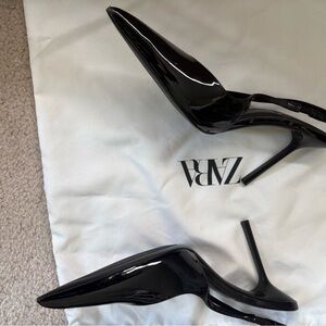 Zara Black Slingback Heels